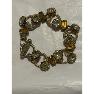 Vintage HENKEL & GROSSE For CHRISTIAN DIOR Glass Rhinestone Toggle Bracelet RARE